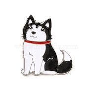 Dog Enamel Pin with Brass Butterfly Clutches, Alloy Badge for Backpack Clothing, Siberian Husky Pattern, 28x26x10mm, Pin: 1.1mm(JEWB-A006-01B)