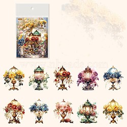 Waterproof PET Decorative Stickers, Flower light Series, Bisque, 60x60x0.1mm, 10pcs/style, 20pcs/set(DIY-M072-05C)