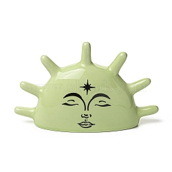 Sun Porcelain Ring Display Stands, Decorative Jewelry Holder for Rings, Yellow Green, 16.5x4.9x10cm(ODIS-NH0001-01B)