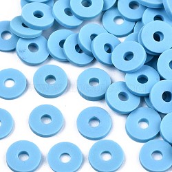 Handmade Polymer Clay Beads, for DIY Jewelry Crafts Supplies, Disc/Flat Round, Heishi Beads, Deep Sky Blue, 4x1mm, Hole: 1mm, about 55000pcs/1000g(CLAY-Q251-4.0mm-69)