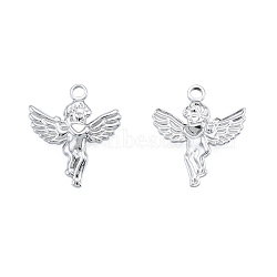 Non-Tarnish 201 Stainless Steel Pendants, Angel, Stainless Steel Color, 23x20x2.5mm, Hole: 2.5mm(X-STAS-N098-237P)