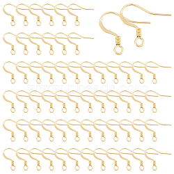 304 Stainless Steel French Earring Hooks, Flat Earring Hooks, Ear Wire, with Horizontal Loop, Golden, 15x19x2mm, Hole: 2mm, 21 Gauge, Pin: 0.7mm, 100pcs/box(STAS-UN0015-63A)