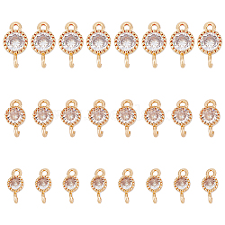 24Pcs 3 Styles Brass Pave Clear Cubic Zirconia Connector Charms, Flat Round Link, Long-Lasting Plated, Cadmium Free & Lead Free, Light Gold, 11.5~13.5x5~7.5x3~4.5mm, Hole:, 1.5~2mm, 8pcs/style(KK-FH0006-33)