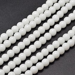 Synthetic Quartz Round Bead Strands, White, 6mm, Hole: 1mm, about 66pcs/strand, 15.7 inch(EGLA-J063-01)