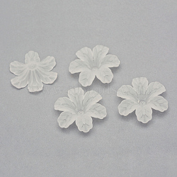 Transparent Acrylic Beads, Frosted, Flower, Creamy White, 32.5x29.5x8.5mm, Hole: 1.5mm(X-FACR-Q009-09H)