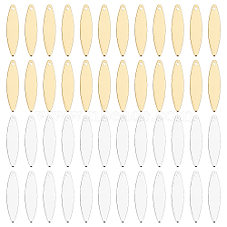 PandaHall Elite Brass Pendants, Stamping Blank Tag, Oval, Platinum & Golden, 23.5x5.5x0.5mm, Hole: 1mm, 2 colors, 50pcs/color, 100pcs/box(KK-PH0002-06)