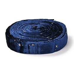 Double Face Polyester Velvet Ribbon, for Gift Packing and Festival Decoration, Star Pattern, Midnight Blue, 1 inch(25mm)(LCW-P001-A04)
