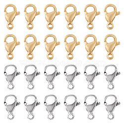 100Pcs 2 Colors 304 Stainless Steel Lobster Claw Clasps Sets, Parrot Trigger Clasps, Manual Polishing, Real 24K Gold Plated & Stainless Steel Color, 9x5x2.5mm, Hole: 1mm, 50pcs/color(STAS-YS0001-26B)