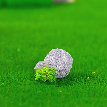 Resin Stone & Grass Display Decoration, Micro Landscape Garden Decorations, Lime Green, 24x19x16.5mm