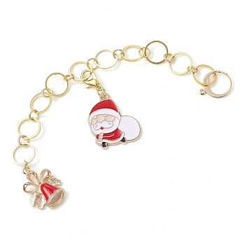 304 Stainless Steel Knitting Row Counter Chains, with Alloy Enamel Pendant, Christmas, Santa Claus, 15.1cm