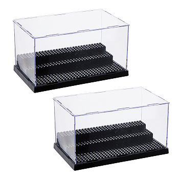 3-Tier Acrylic Minifigures Display Cases, Building Block Display, Rectangle, Clear, 13.7x25.5x15.5cm