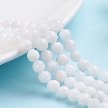 Natural Rainbow Moonstone Beads Strands, Round, White, 8mm, hole: 1mm, 49pcs/strand, 15.74 inch