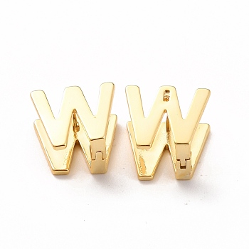 Initial Hoop Earrings for Women, Golden Letter Brass Earrings, Letter.W, 12x14x9.5mm, Pin: 0.8mm