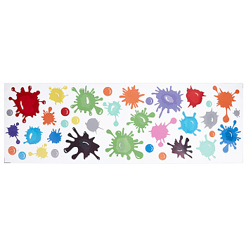PVC Wall Stickers, Funny Ink Paint Splash Sticker, for Wall Decoration, Colorful, 868x281x0.2mm, Sticker: 23~149x23~137mm