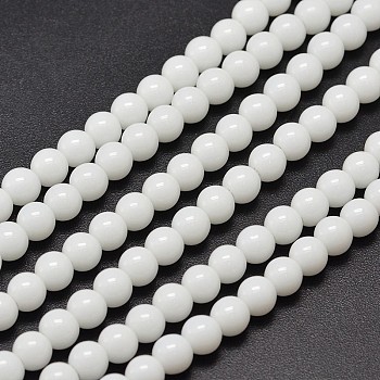 Synthetic Quartz Round Bead Strands, White, 6mm, Hole: 1mm, about 66pcs/strand, 15.7 inch