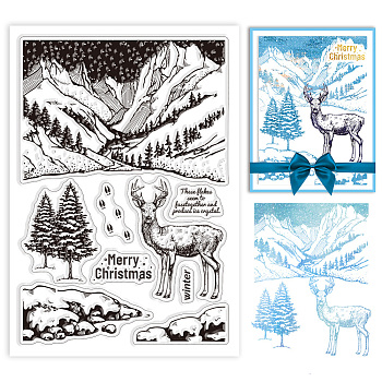 Custom PVC Plastic Clear Stamps, for DIY Scrapbooking, Photo Album Decorative, Cards Making, Deer, 160x110x3mm