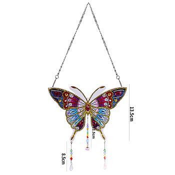 DIY Resin Sun Catcher Pendant Decoration Diamond Painting Kit, for Home Decorations, Butterfly, Mixed Color, 135mm