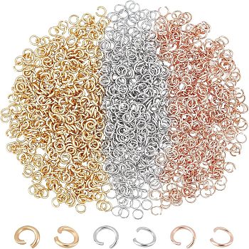 Unicraftale 1200Pcs 3 Style 304 Stainless Steel Jump Rings, Open Jump Rings, Mixed Color, 4x0.6~0.8mm, Inner Diameter: 2.8mm, 400pcs/style