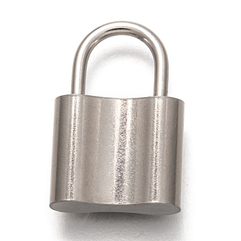 304 Stainless Steel Pendants, PadLock, Stainless Steel Color, 19.5x13x4.5mm, Hole: 6.5x7.5mm