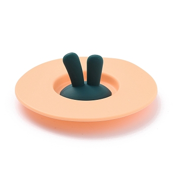 Silicone Cup Lids, Rabbit Ear Tea Cup Covers, Anti-Dust Airtight Seal For Mugs, PeachPuff, 100x35mm