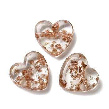 Handmade Lampwork Beads, Heart, Goldenrod, 20x20x7mm, Hole: 1.2~1.5mm