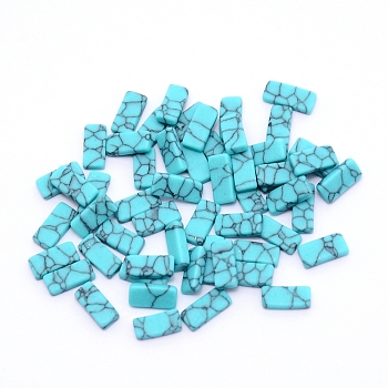 Synthetic Turquoise Cabochons, Nail Art Decoration Accessories, Rectangle, Turquoise, 8x4x1.8mm, 100pcs/bag
