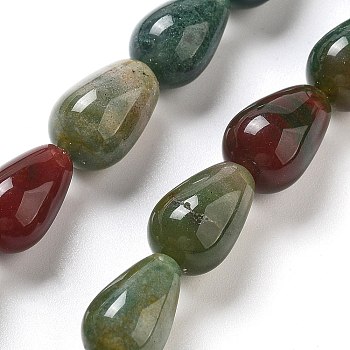 Natural Indian Agate Beads Strands, Teardrop, 12x8mm, Hole: 1.2mm, about 33~34pcs/strand, 15.16~16.54''(38.5~42cm)