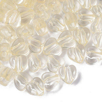 Transparent Acrylic Beads, Heart, Wheat, 8x8.5x5.5mm, Hole: 2.5mm, about 2030pcs/500g