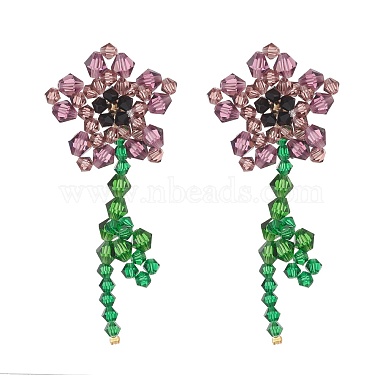 Purple Flower Glass Stud Earrings