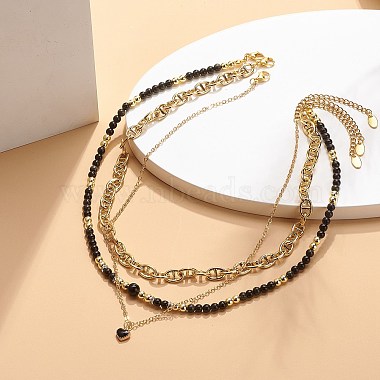 Ensemble de colliers de perles d'obsidienne naturelle et d'hématite synthétique de style 3 pièces 3(NJEW-JN04033)-6