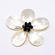 Natural White Shell Mother of Pearl Shell Flower Big Pendants(SSHEL-J032MS-08)-1