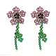 Boucles d'oreilles pendantes imitation cristal autrichien fleur de vie(X1-EJEW-TA00029-03)-1