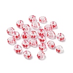 Transparent Glass Hand Painted Beads, Rondelle, Bowknot, FireBrick, 10x6mm, Hole: 3mm(SEED-M011-04A-04)