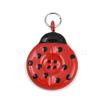 Button Stainless Steel Enamel Pendants, Ladybird Charms, Stainless Steel Color, 24x17.5x3.5mm, Hole: 4.5mm(SA-CBAE390-02)