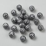 Opaque Acryllic Beads, Round, with Glass Cabochons, Gray, 16x14.5mm, Hole: 1.8mm(OACR-WH0001-11A)