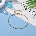 304 Stainless Steel Cable Chain, Satellite Chain Bracelets, with Rondelle Beads and Lobster Claw Clasps, Golden, 7-1/4 inch(18.5cm)(BJEW-JB05632-02)