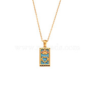 Rhinestone Tarot Card Pendant Necklace with Enamel, Golden Stainless Steel Jewelry for Women, The Empress III, 19.69 inch(50cm)(PW23032738618)