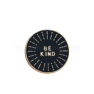 Halloween Word Be Kind Enamel Pin, Golden Alloy Brooch for Backpack Clothes, Round Pattern, 25mm(FEST-PW0001-092A)
