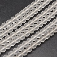 Frosted Synthetic Quartz Round Bead Strands, Clear, 6mm, Hole: 1mm, about 67pcs/strand, 15.7 inch(PIEG-J002-07-6mm)