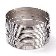7Pcs Women's Simple Fashion Textured 304 Stainless Steel Stackable Bangles, Stainless Steel Color, Inner Diameter: 2-5/8 inch(6.8cm)(BJEW-O182-03P)