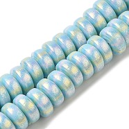 Handmade Polymer Clay Beads Strands, with Glitter Powder, Rondelle, Light Blue, 7~7.5x3~3.5mm, Hole: 1.6mm, about 116~118pcs/strand, 15.55~15.94''(39.5~40.5cm)(CLAY-H006-03C)