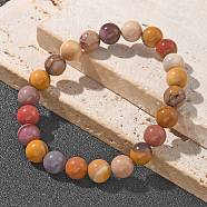 Natural Mookaite Beaded Stretch Bracelets, Round, 2-1/8 inch(55mm), Bead: 8~9mm(X-BJEW-Q692-52-8mm)