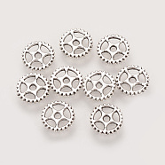 Tibetan Style Alloy Steampunk Charms, Gear, Cadmium Free & Lead Free, Antique Silver, 8x1mm, Hole: 1.5mm, about 5000pcs/1000g(TIBE-Q075-46AS-LF)
