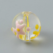 Handmade Lampwork Beads, Round, Star Pattern, 12x11mm, Hole: 1.6mm(LAMP-CJC0007-10A)