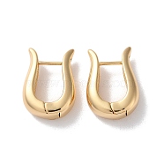 Horseshoe Brass Hoop Earrings for Women, Real 18K Gold Plated, 20x6mm(EJEW-B056-11G)