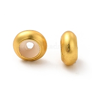 Rack Plating Alloy Stopper Beads, with Rubber, Rondelle, Matte Gold Color, 7x3mm, Hole: 1.4mm(PALLOY-P289-24MG)