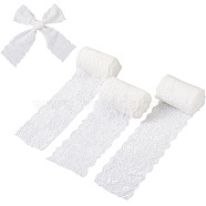 Yilisi 3 Bags 3 Style Polyamide Yarns Stretch Elastic Lace Trim, Floral Pattern Lace Ribbon, Flat, White, 1 bag/style(OCOR-YS0001-07)
