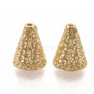 Brass Bead Cones, Nickel Free, Real 18K Gold Plated, Cone, Apetalous, 9.5x7.5mm, Hole: 0.9mm, Inner Diameter: 5.5mm(KK-T051-34A-G-NF)
