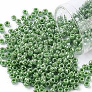 TOHO Round Seed Beads, Japanese Seed Beads, (130) Opaque Luster Mint Green, 8/0, 3mm, Hole: 1mm, about 222pcs/10g(X-SEED-TR08-0130)