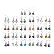 Gemstone Gourd Dangle Earrings with Crystal Rhinestone, Platinum Brass Jewelry for Women, 39mm, Pin: 0.6mm(EJEW-A092-04P)